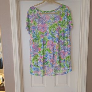 Lilly Pulitzer Multicolor Floral Short Sleeve Top